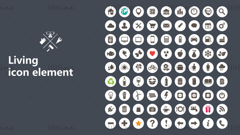 Life style element vector icons on black background in PowerPoint format