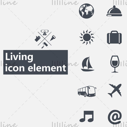Life style element vector icons on white background PowerPoint format