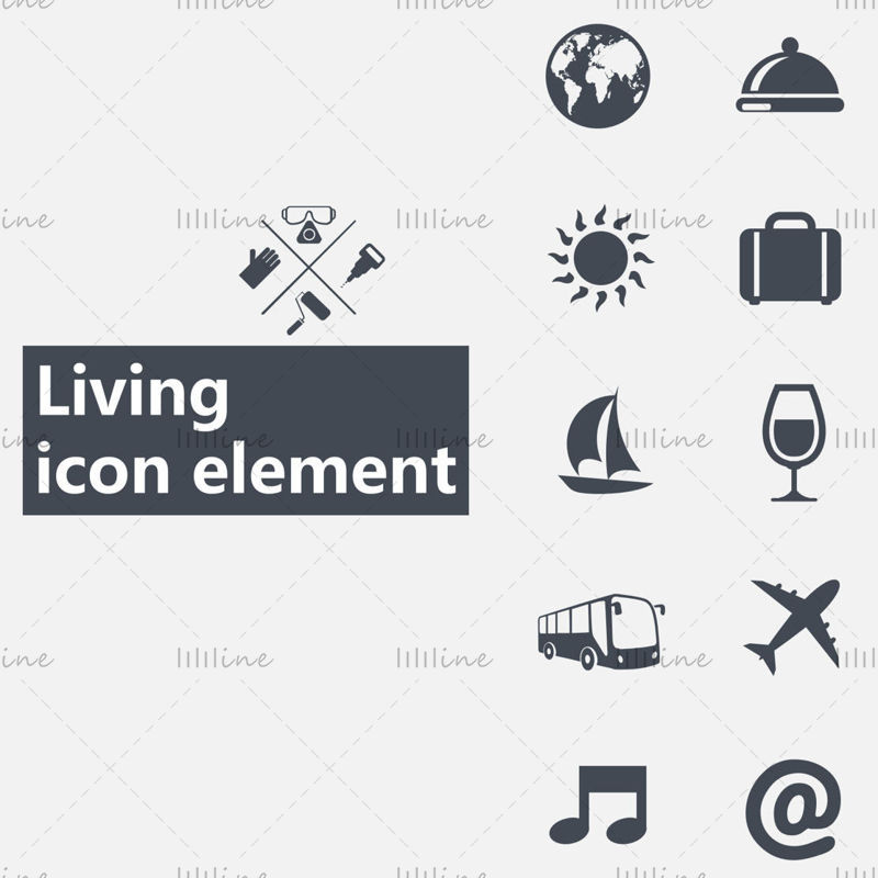Life style element vector icons on white background PowerPoint format