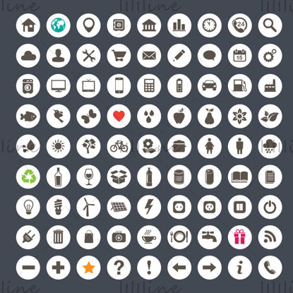 Life style element vector icons on black background in PowerPoint format