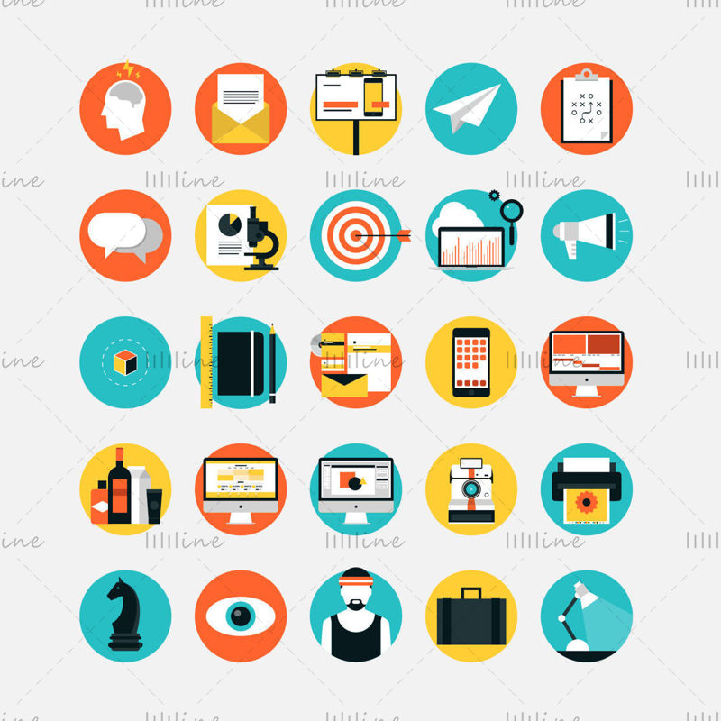 Business elements vector icons in PowerPoint format