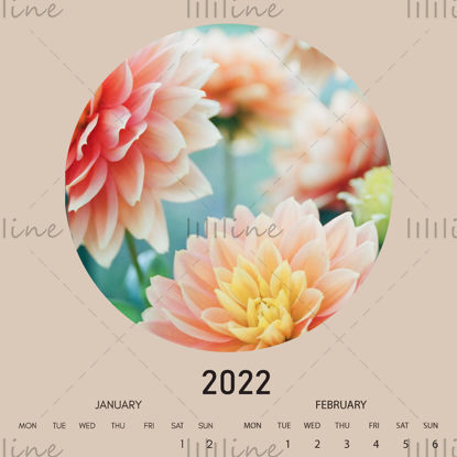 Calendário de parede de plantas e flores 2022