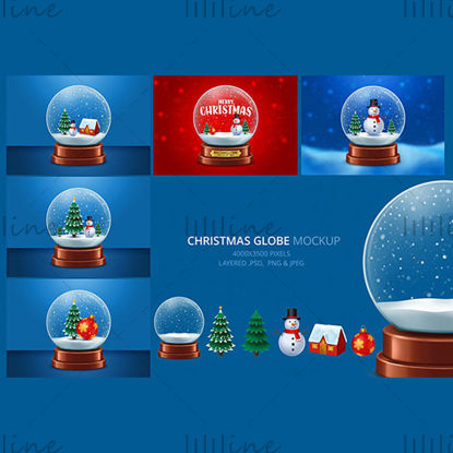 Christmas snow globe mockup