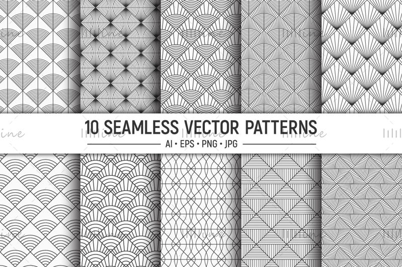 10 patrones de vector transparente Art Deco