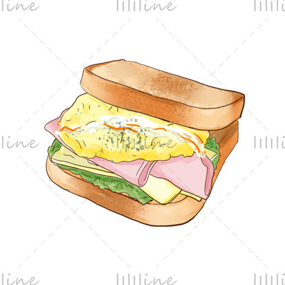 Sandwich breakfast cartoon style