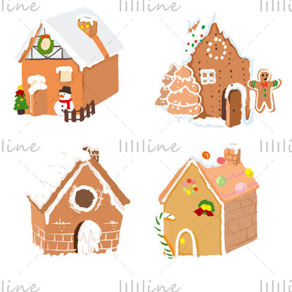 Christmas gingerbread house cartoon hand drawn