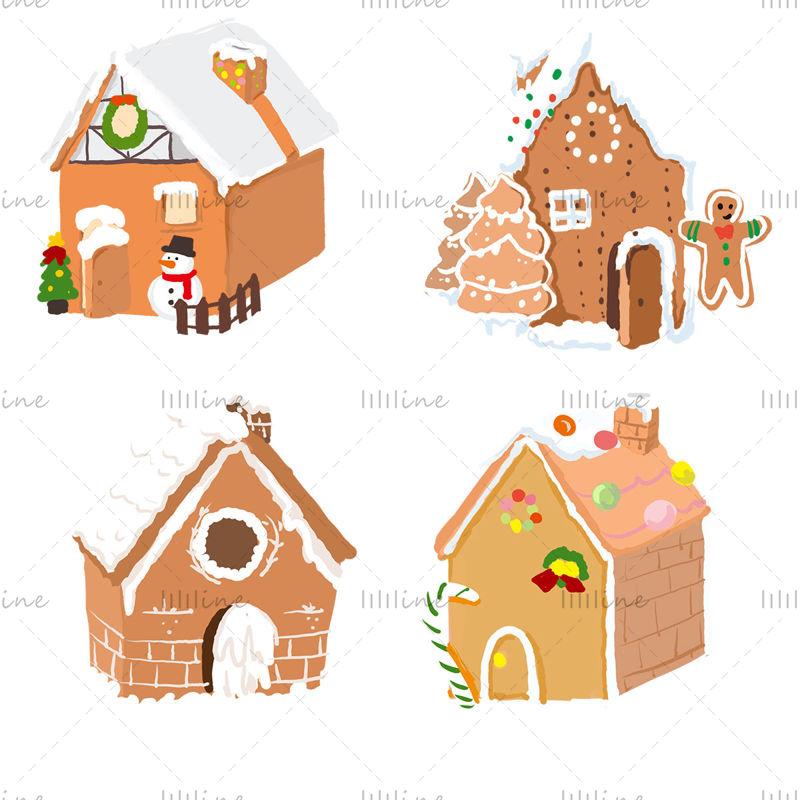 Christmas gingerbread house cartoon hand drawn