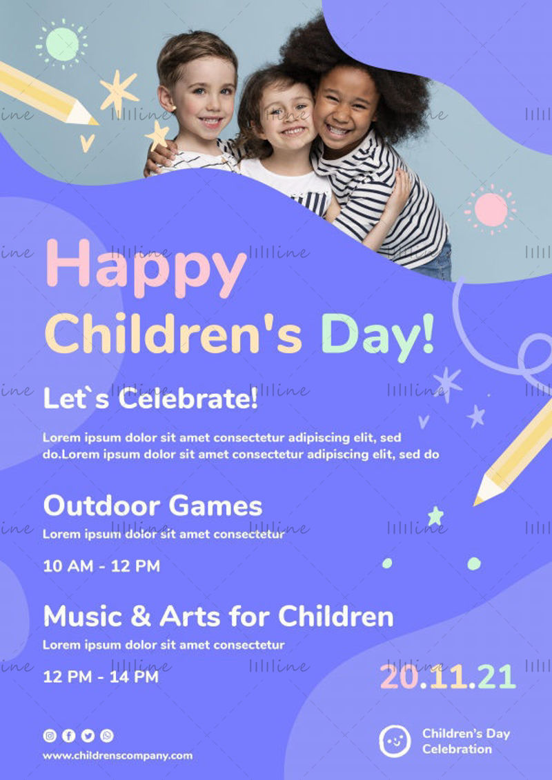 Afiș de eveniment pentru ziua copilului fericit
