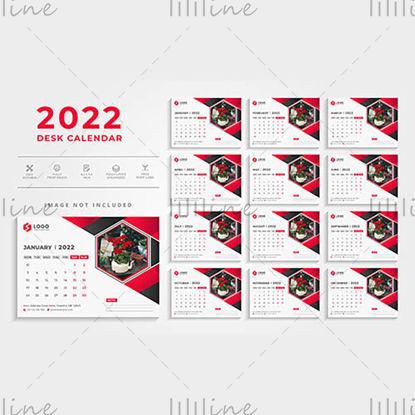 Șablon de calendar de birou 2022