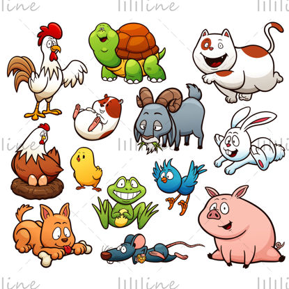 Personaje de animale de fermă de desene animate