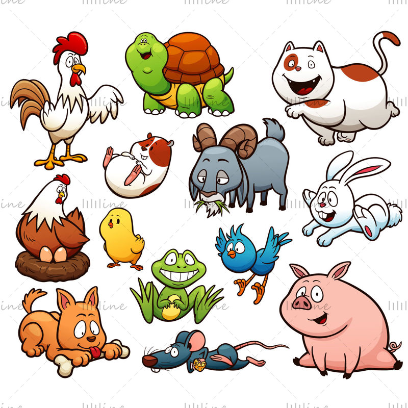 Personaje de animale de fermă de desene animate