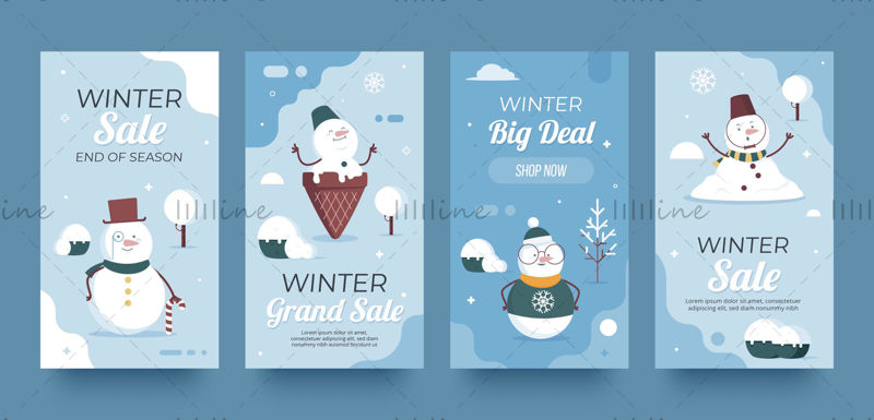 Carte de vector plată de vânzare de iarnă