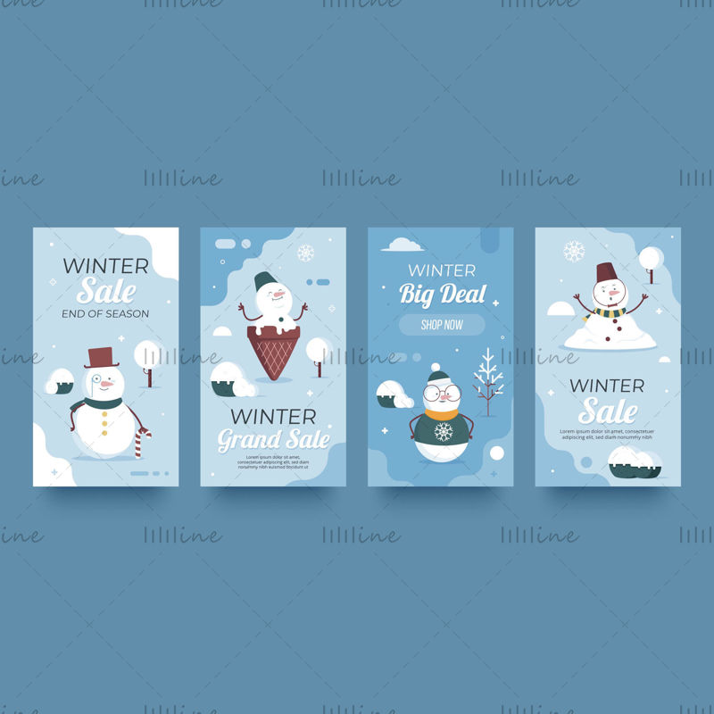 Flat winter sale vector card