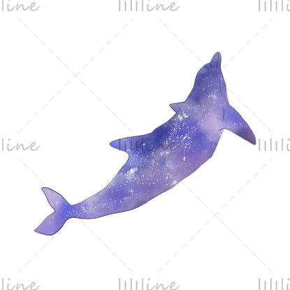 Watercolor whale starry sky illustration