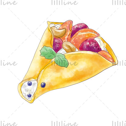 Crepes watercolor style gourmet illustration