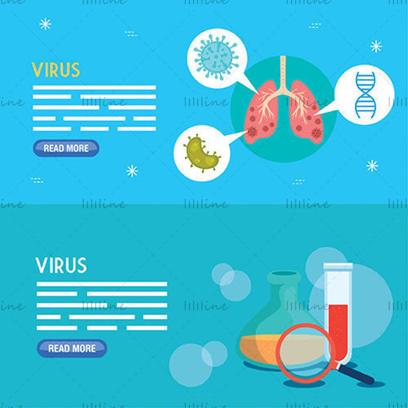 Nuevo virus de la corona, virus y caracteres de la neumonía y otro material de vectores