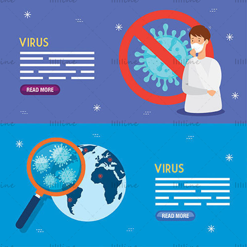 Nieuw kroonvirus longontsteking virus en mensen vectormateriaal