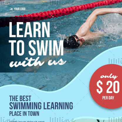 Cartel de inglés de admisiones de natación