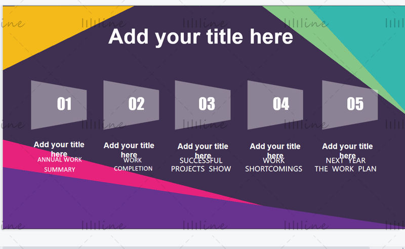 Purple blue blue yellow simple ppt template