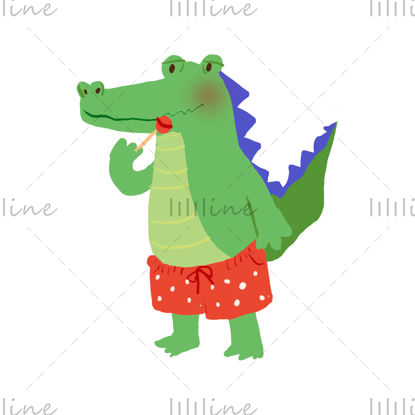 Cartoon cute crocodile illustration in pants