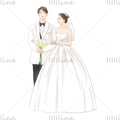 Bride and groom hand drawn illustration 2