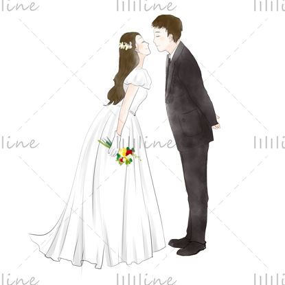 Hand painted watercolor bride and groom illustration 3