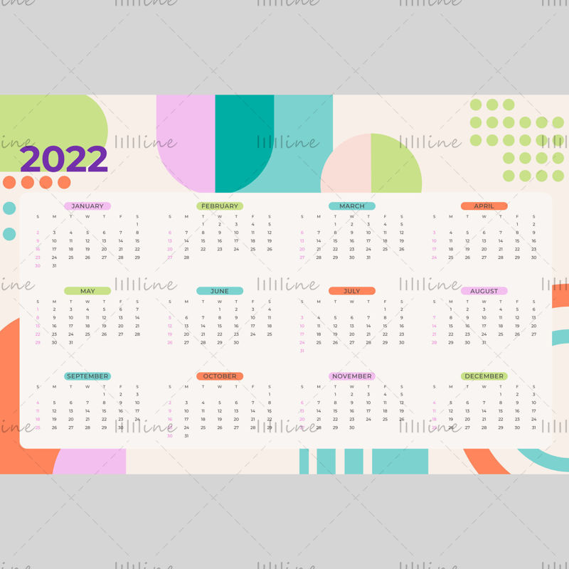 2022 plantilla de calendario vectorial