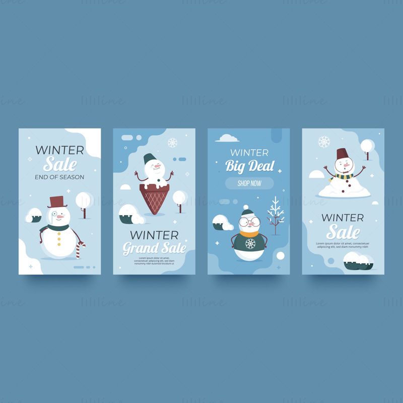 Flat winter sale vector card