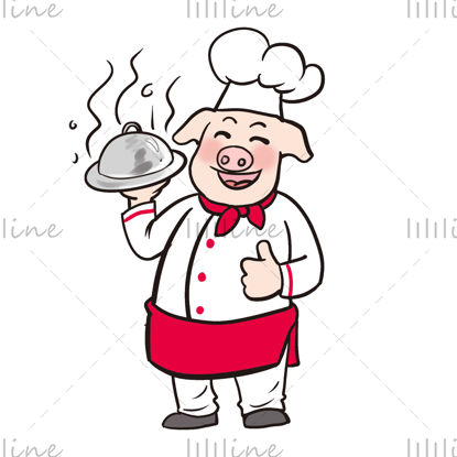 Cartoon cute pig chef illustration 2