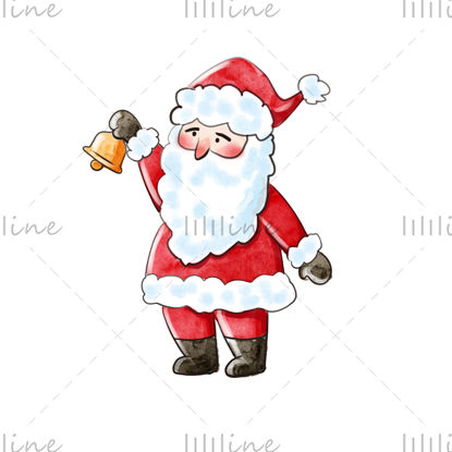 Santa Claus holding a bell watercolor style illustration