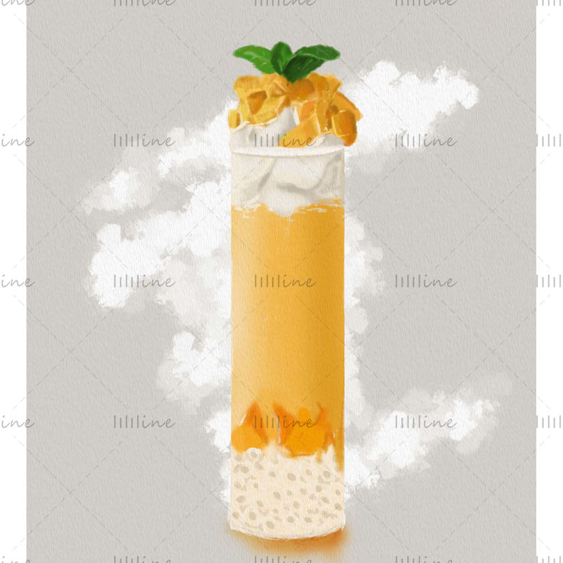 Mango drink hand drawn illustration