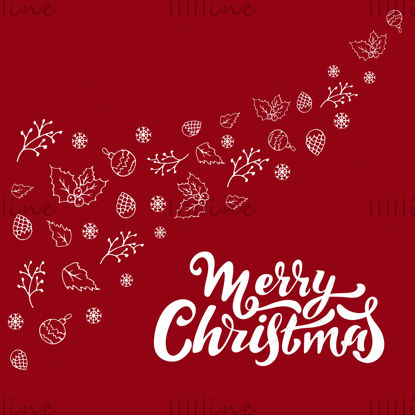 Счастливого Рождества рука надписи векторные иллюстрации праздник
