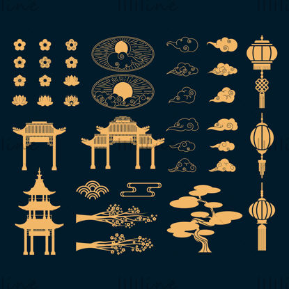 Material de vector model tradițional în stil chinezesc