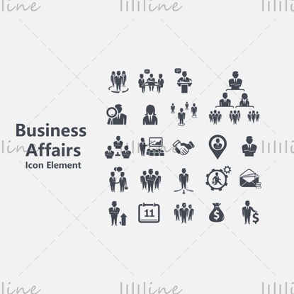 Business black and white style character element vector icons in PowerPoint format