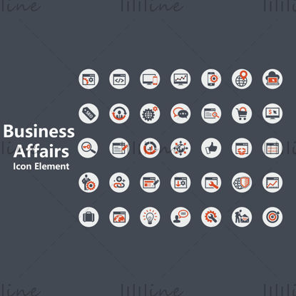 Business Elements Orange Vector Icons PowerPoint Format
