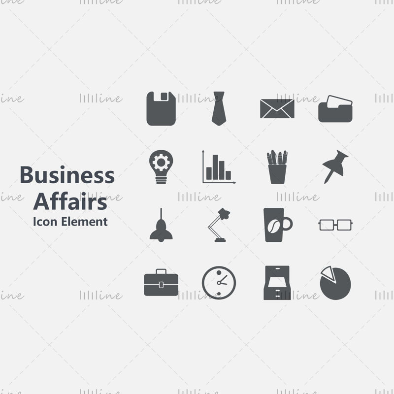 Business elements vector icons ppt format office supplies