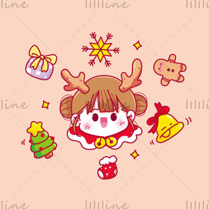 Christmas element cute girl vector
