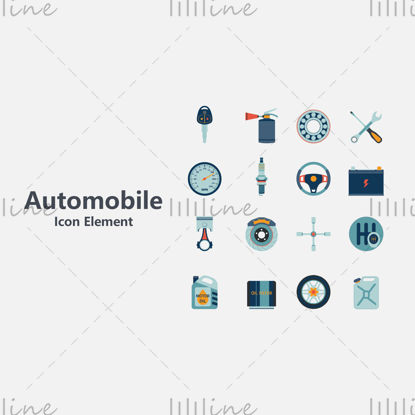 Car element vector icon ppt format combination
