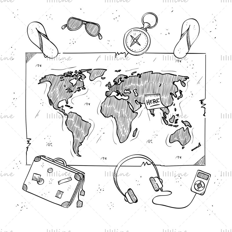 Vector mapa del mundo de viajes