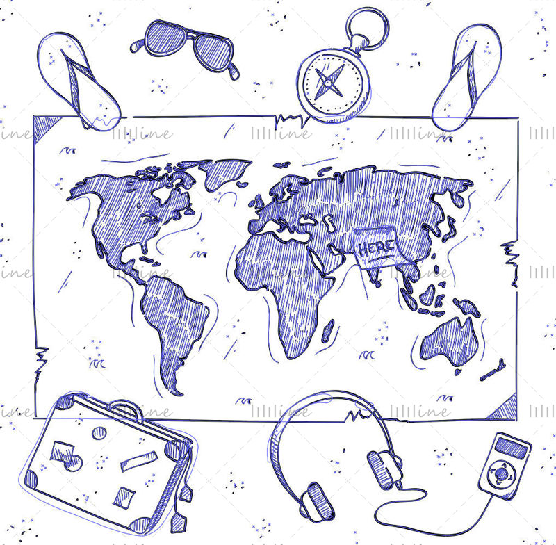 Vector mapa del mundo de viajes