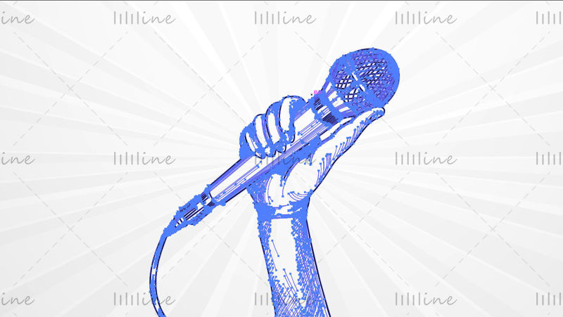 Kézzel rajzolt vektoros kezében mikrofon