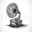 Gramofon antic vector desenat manual