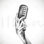 Hand drawn vector handheld microphone