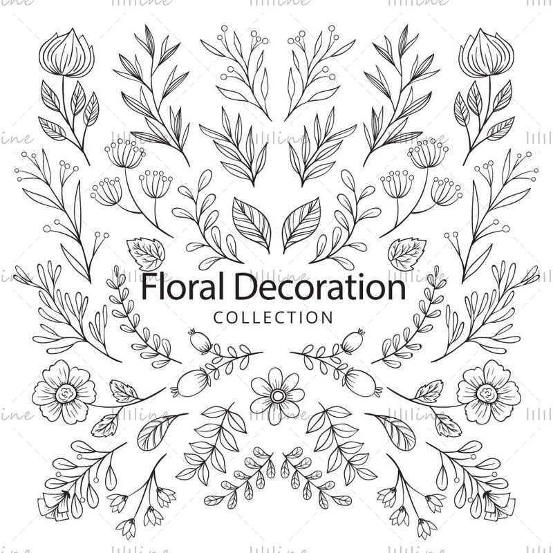 Hand drawn vector lace floral decoration