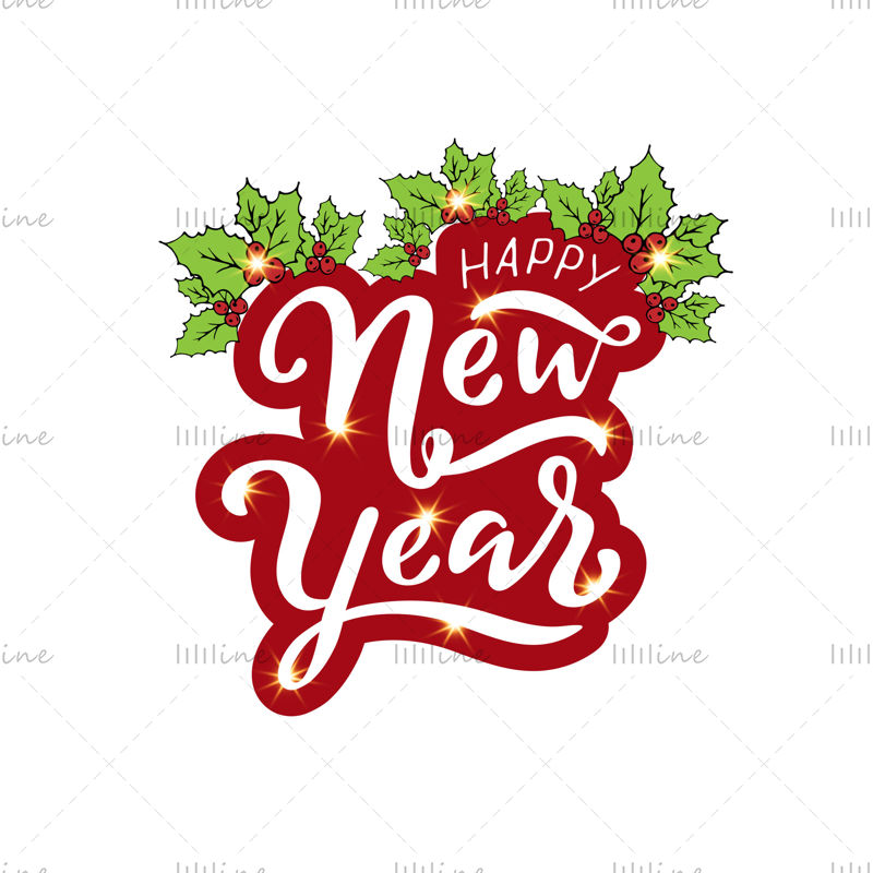Feliz año nuevo, vector hand lettering