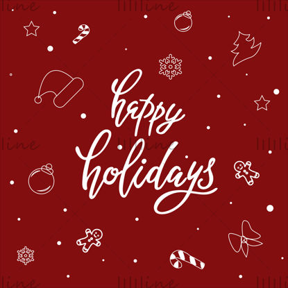 Happy holidays, vector hand lettering