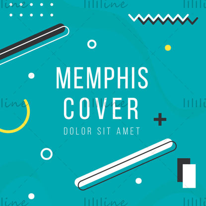 Memphis style solid color vector poster cover