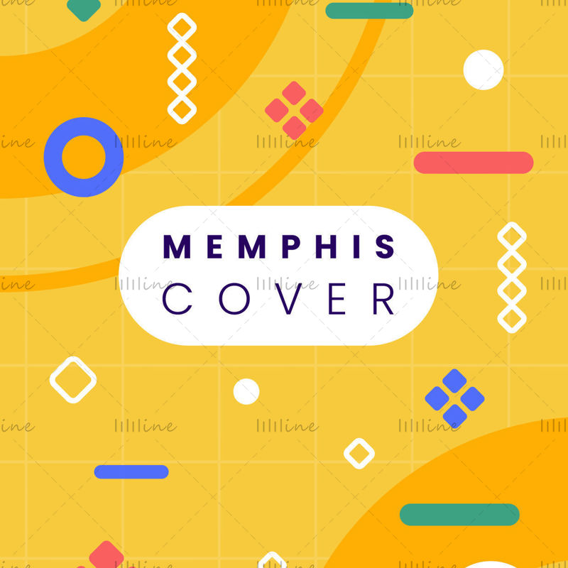 Colorful Memphis style vector poster cover