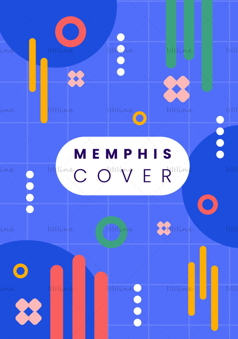 Couverture d'affiche de vecteur de style Memphis coloré