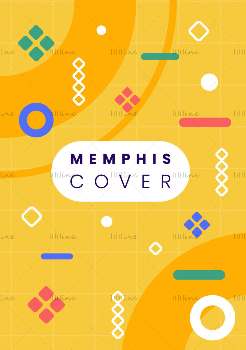 Couverture d'affiche de vecteur de style Memphis coloré